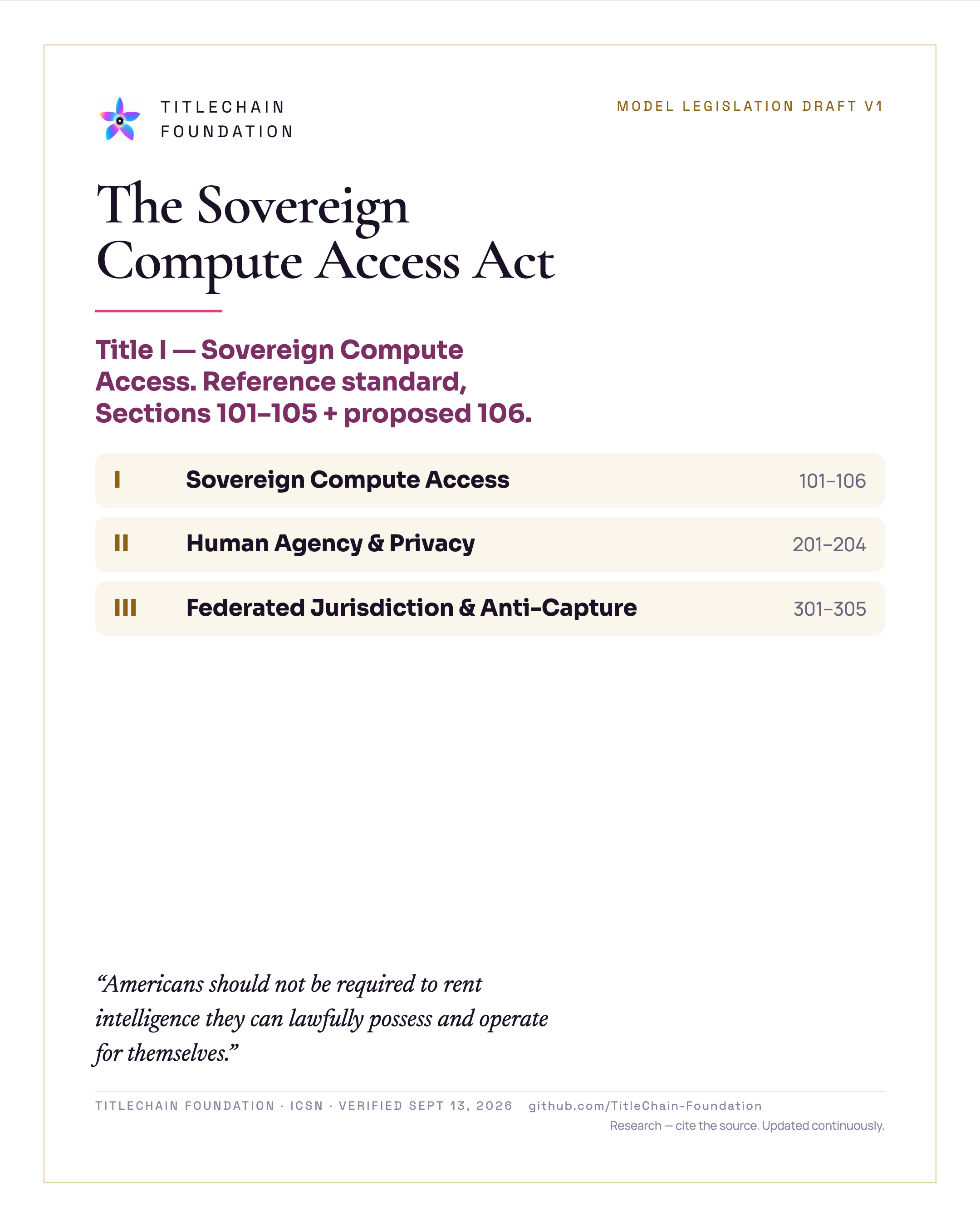 Card 1 of 16: The Sovereign Compute Access Act